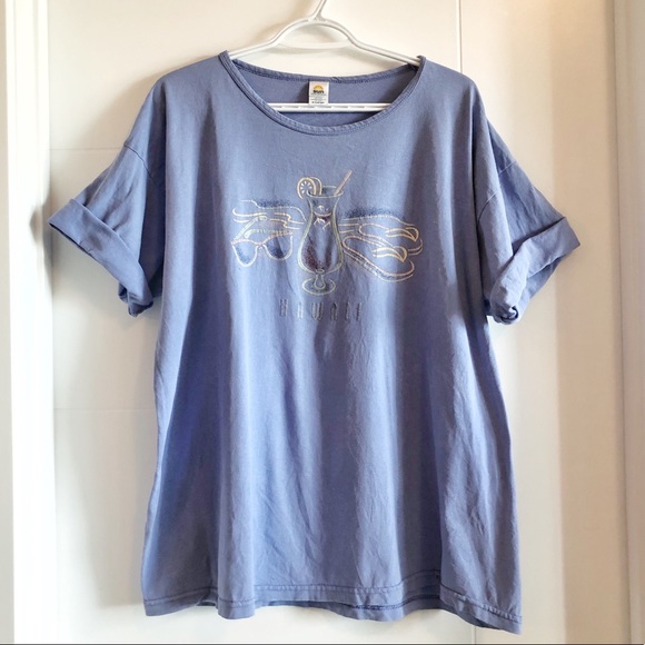 Vintage Tops - 2/30$ Vintage Hawaii periwinkle oversized T-shirt